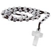 Natural Stone Pendant Cross Bead Rosary Chain Necklace-Necklaces-Innovato Design-White-Innovato Design