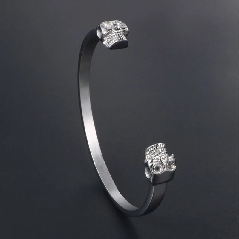 Stainless Steel Punk Skull Bangle Bracelet