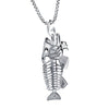 Stainless Steel Fish Hook Bone Pendant with Chain Necklace-Necklaces-Innovato Design-Silver-Innovato Design