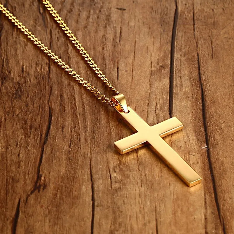 Stainless Steel Cross Pendant Chain Necklace for Men Women-Necklaces-Innovato Design-Silver-22in-Innovato Design