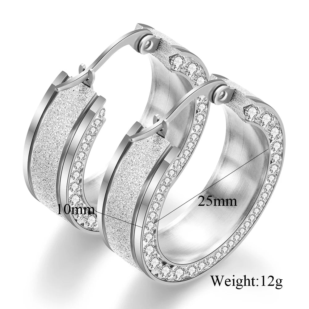 Stainless Steel Hoop Earrings for Men Women Huggie Earrings Unique Cubic Zircon Inlay Set
