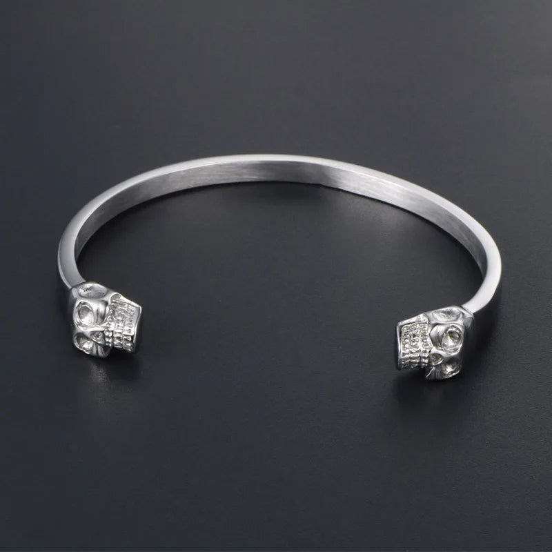 Stainless Steel Punk Skull Bangle Bracelet