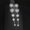 Women's Cubic Zirconia Gorgeous Snowflake Chandelier Long Dangle Earrings Clear Silver-Tone-Earrings-Innovato Design-Innovato Design