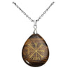 Viking Rune Vegvisir Compass Talisman Chakra Healing Crystal Teardrop Tumbled Stone Pendant Necklace 24