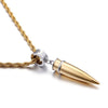 Stainless Steel Vintage Bullet Pendant with Crystal Necklace