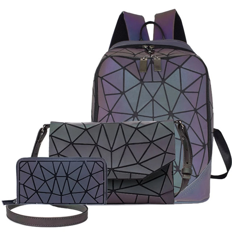 Luminous Schoolbags Travel Daypack Backpack Set for Women-clear backpack-Innovato Design-Set Envelope 3P-Innovato Design