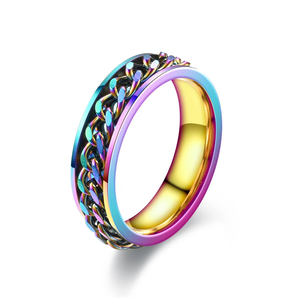 2Pcs 6MM Stainless Steel Spinner Rings for Men Women Promise Set-Rings-Innovato Design-6-Innovato Design