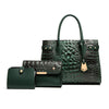 Retro Oil Wax Leather Purse, Tote Bag, Shoulder Bag and Handbag Set-Handbags-Innovato Design-Green-Innovato Design