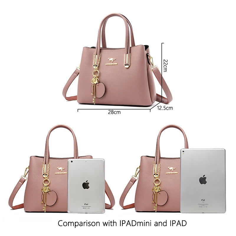 Multiple Pockets and Unique Zippers Tote Bag, Shoulder Bag, Crossbody Bag and Handbag-Handbags-Innovato Design-Red-Innovato Design