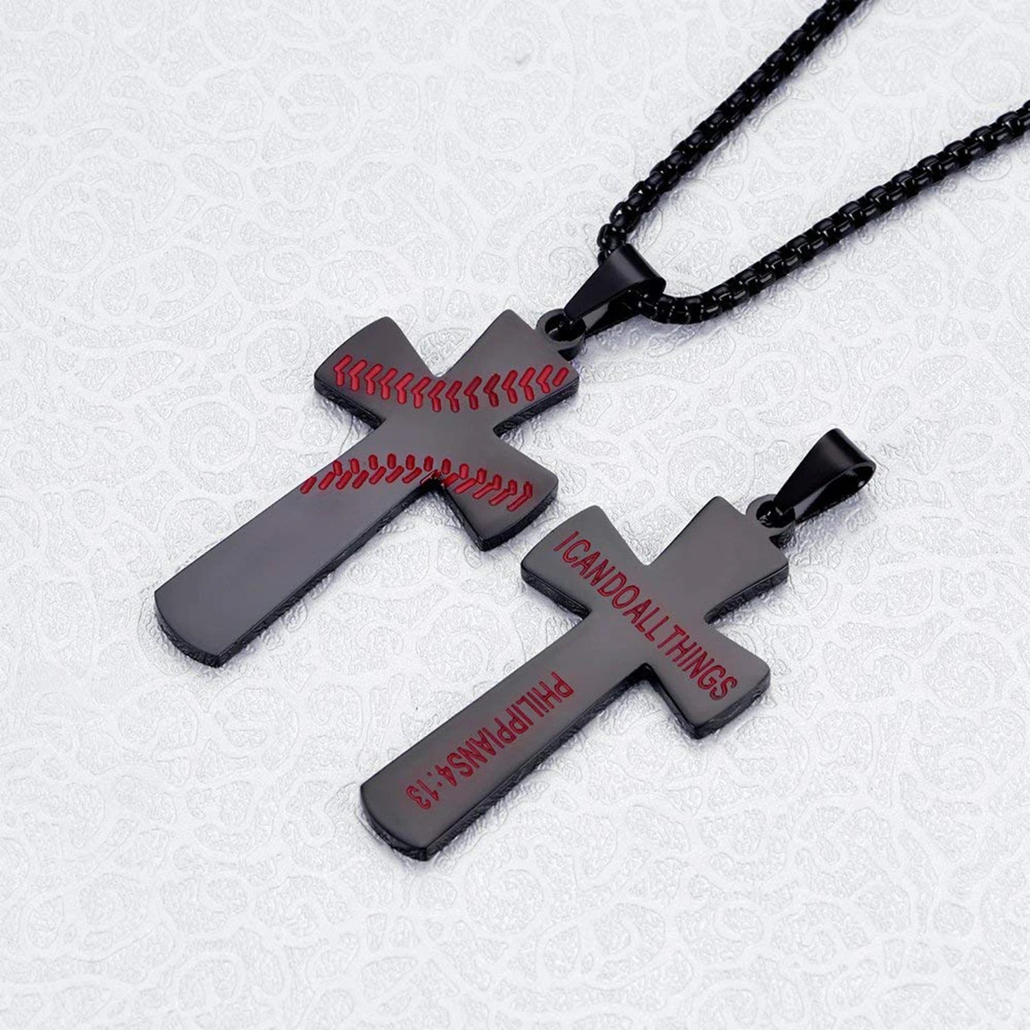 Stainless Steel Cross Pendant Philippians 4:13 and Chain Necklace-Necklaces-Innovato Design-Gold-Innovato Design