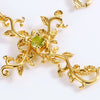 Sterling Silver Steel Leaf Branch Peridot Gold Cross Pendant Necklace-Necklaces-Innovato Design-Innovato Design