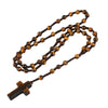 Natural Stone Pendant Cross Bead Rosary Chain Necklace-Necklaces-Innovato Design-Black-Innovato Design