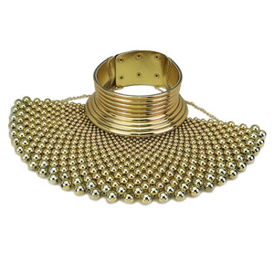 African Collar Choker Beads Indian Handmade Bib Necklace in Gold Tone-Necklaces-Innovato Design-Innovato Design