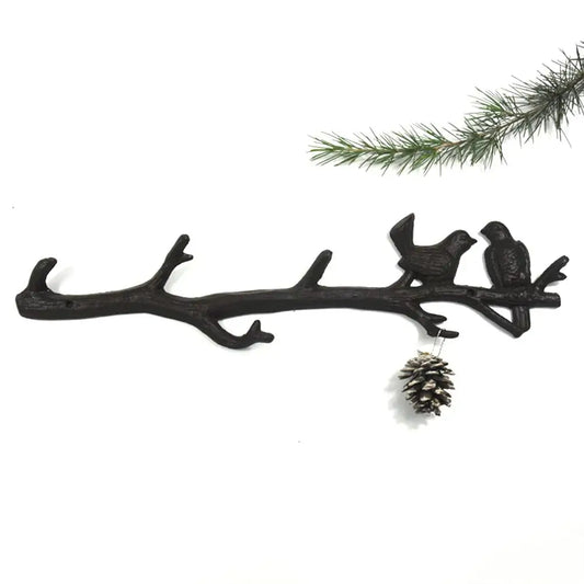 Cast Iron Birds On Branch Hanger With 6 Hooks  Decorative Cast Iron Wall Hook Rack  For Coats, Hats, Keys, Towels, Clothes