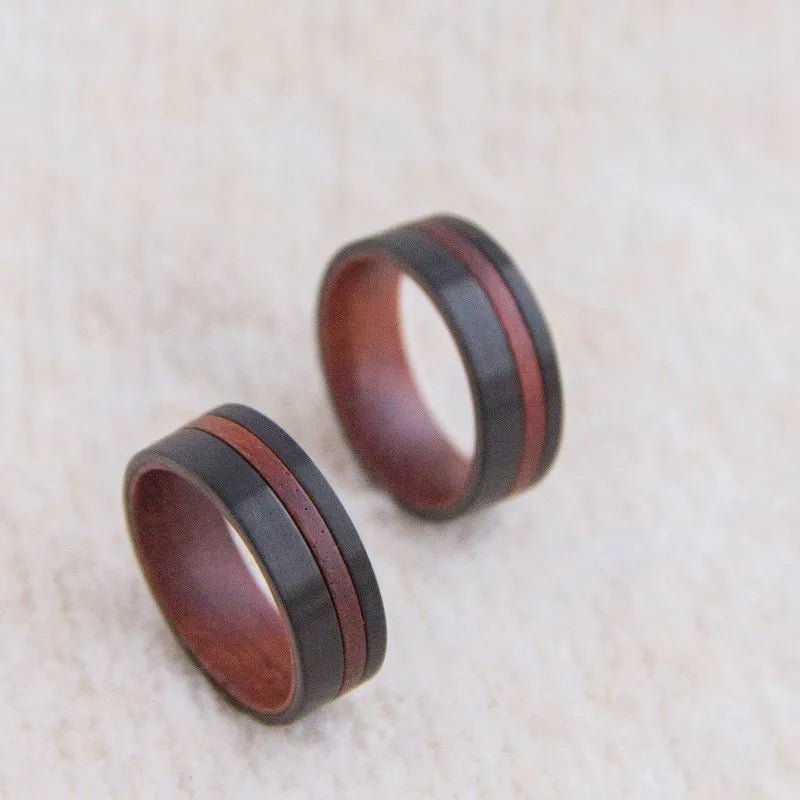Wood Groove and Inner Design Silver-Plated Tungsten Vintage Wedding Band