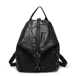 Genuine Leather Bag with Patchwork Design MultiColor and Black