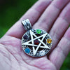Elemental Crystal Wiccan Pagan Magic Star Pentacle Pentagram Pewter Pendant-Necklaces-Innovato Design-Innovato Design