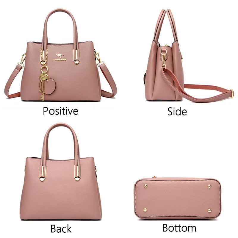 Multiple Pockets and Unique Zippers Tote Bag, Shoulder Bag, Crossbody Bag and Handbag-Handbags-Innovato Design-Red-Innovato Design