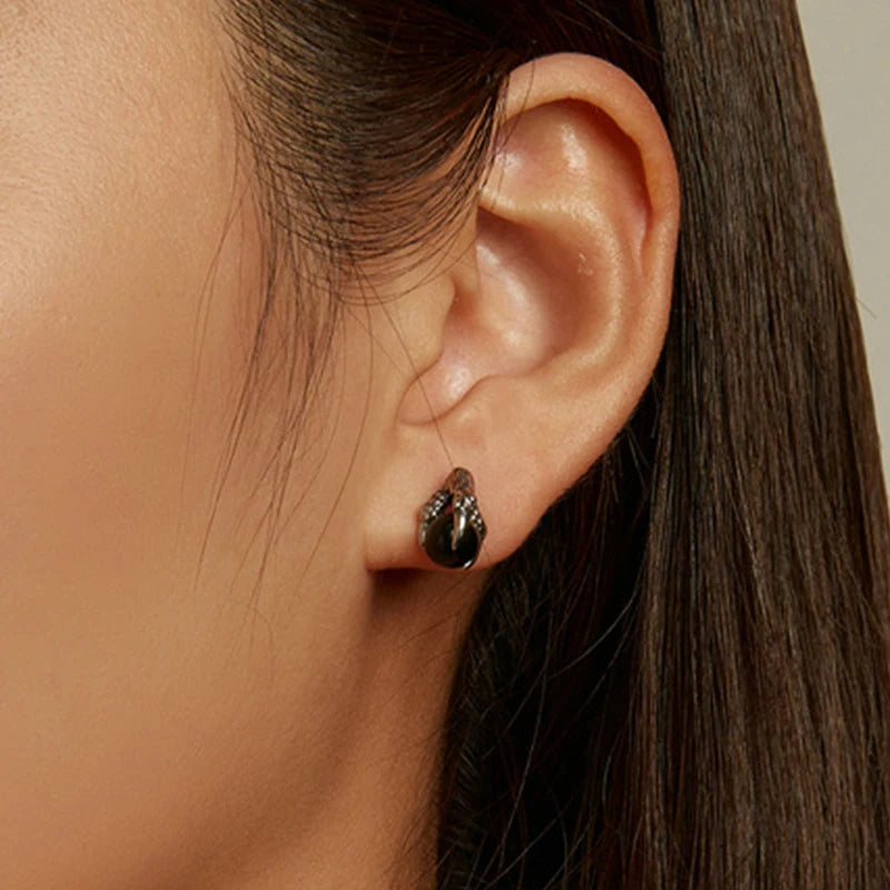 Stainless Steel Stud Earrings CZ Silver Tone Black Red Blue Dragon Claw-Earrings-Innovato Design-Red-Innovato Design