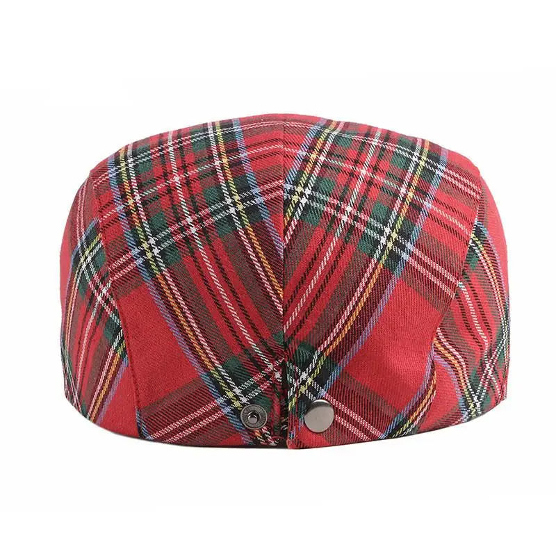 Vintage Plaid Adjustable Ivy Gatsby Flat Newsboy Cap-Hats-Innovato Design-Red-Innovato Design