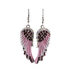 Angel Wing Hook Earrings Austrian Crystal Silver-Tone-Earrings-Innovato Design-Pink-Innovato Design
