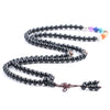 7 Chakra Real Stone Black Obsidian Buddhist Mala Prayer Beads 108 Meditation Healing Multilayer Bracelet/Necklace