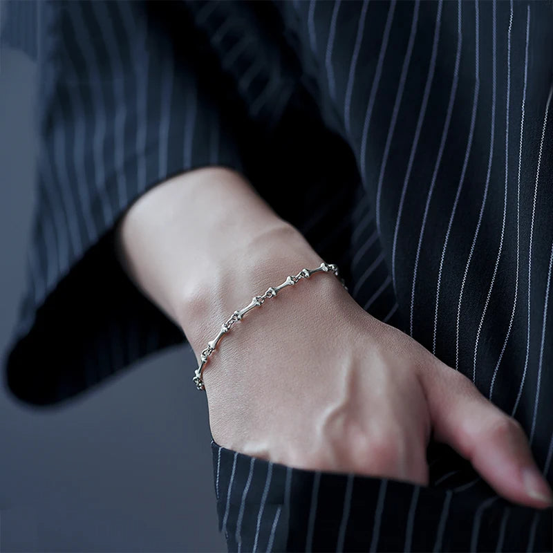 925 Sterling Silver Bone Chain Handmade Unisex Bracelet-Bracelets-Innovato Design-Innovato Design