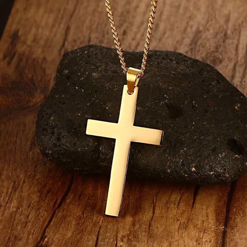 Stainless Steel Cross Pendant Chain Necklace for Men Women-Necklaces-Innovato Design-Silver-22in-Innovato Design