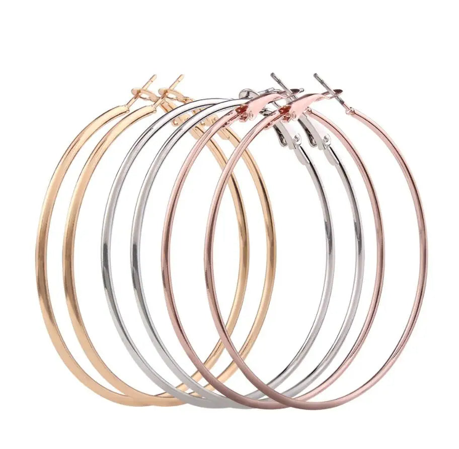 Stainless Steel 4 Pairs Stainless Steel Hoop Earrings Set for Women 30-60mm