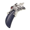 Men's Stainless Steel Pendant Necklace Natural Crystal Wolf Tooth Tribal