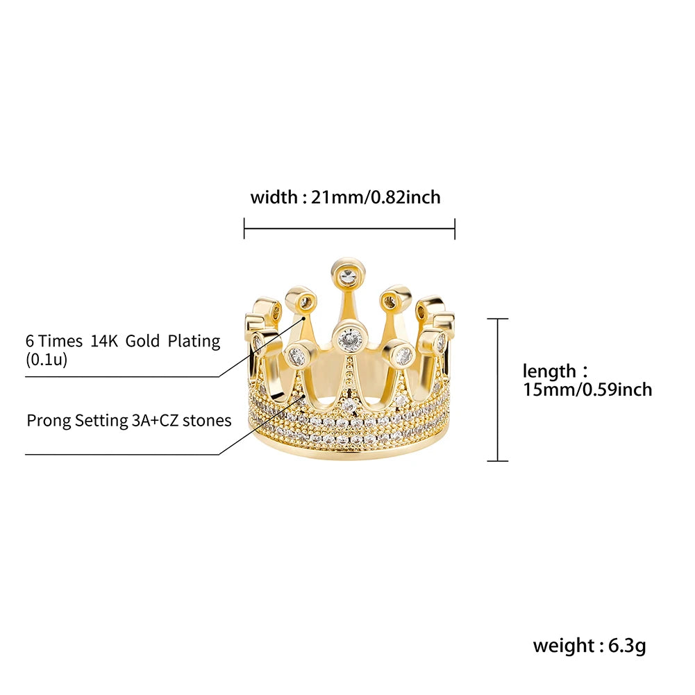 14K Gold Plating Two Tone Crown Cubic Zirconia Ring-Rings-Innovato Design-7-Innovato Design
