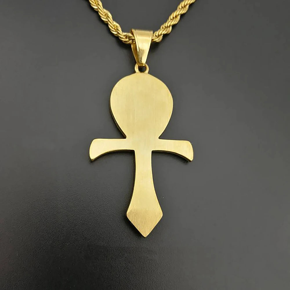 Eye of Horus Egyptian Ankh Pendant Rope Chain Rhinestones Necklace-Necklaces-Innovato Design-Innovato Design