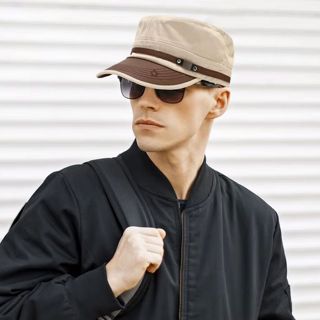 Buckled Cotton Flat Top Snapback Army Military Hat