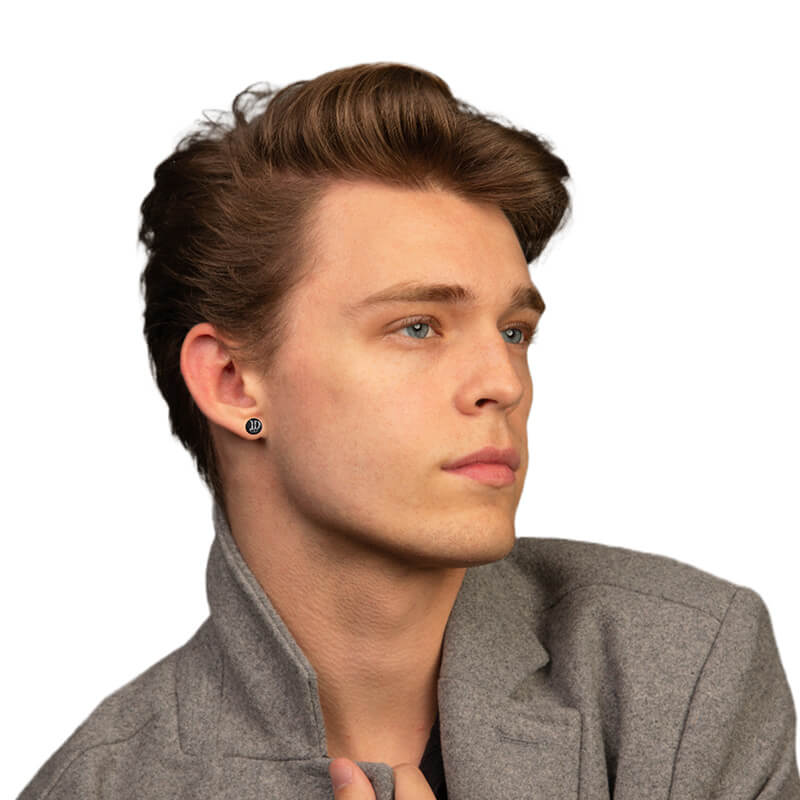 10mm Stainless Steel Stud Hoop Initials 26 Letter Stud Barbell Earrings for Men Women-Earrings-Innovato Design-A-Innovato Design