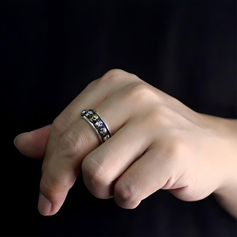 925 Sterling Silver Men Spinner Thai Skull Punk Rock Vintage Ring-Rings-Innovato Design-7-Innovato Design