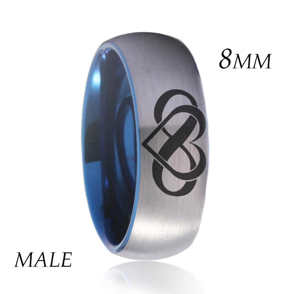 Infinity Heart Silver and Blue Tungsten Wedding Rings-Rings-Innovato Design-Men-5-Innovato Design