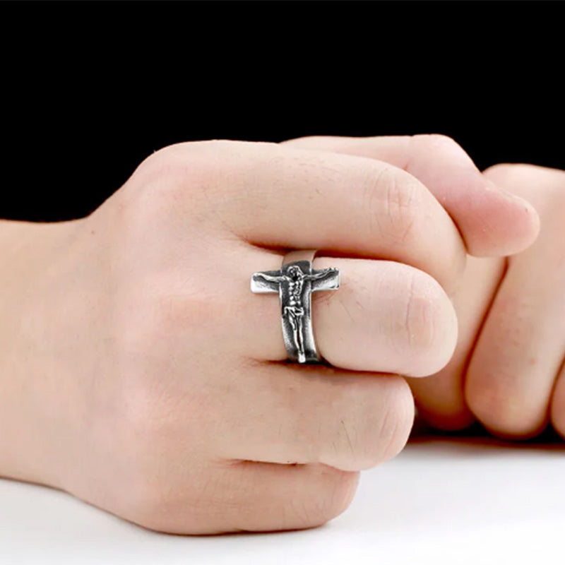 Men's Titanium Christian Jesus Cross INRI Ring-Rings-Innovato Design-7-Innovato Design