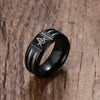 Men Black Titanium Masonic Ring with Wires Freemason Brother Gift