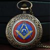 Masonic Freemason Square Compass Necklace & Pocket Watch Chain Gift Set