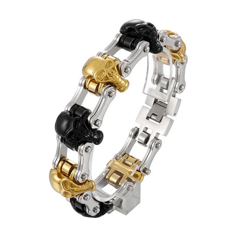 Stainless Steel Two Tone Skull Bracelet-Skull Bracelet-Innovato Design-Mix-Innovato Design