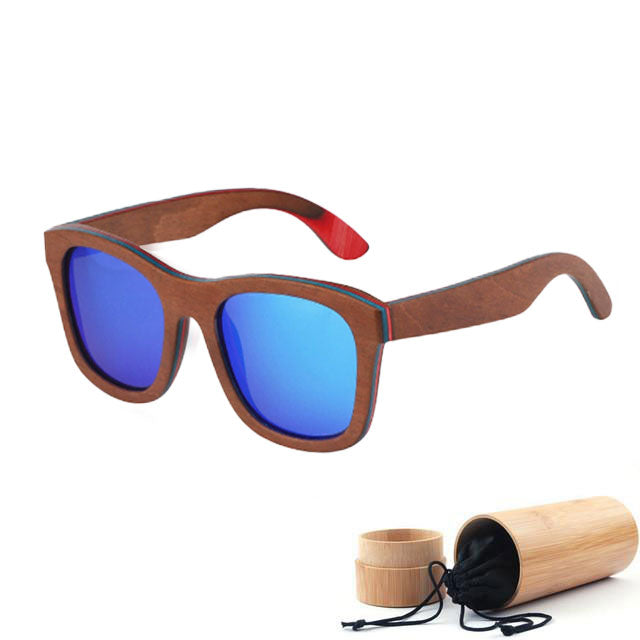 Skateboard Wooden Sunglasses with Case 6 Options