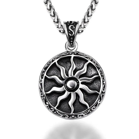 Men Stainless Steel Apollo Sun God Pendant with 24 Inch Stainless Steel Chain Necklace-Necklaces-Innovato Design-Innovato Design