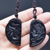 Dragon Phoenix Pendant Yin Yang Obsidian 2 Necklaces Couple Set-Necklaces-Innovato Design-Innovato Design