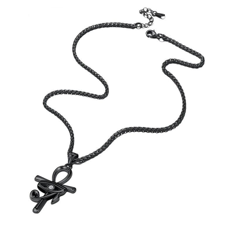 Egyptian Eye of Horus on Ankh Pendant Stainless Steel Chain Necklace-Necklaces-Innovato Design-Innovato Design