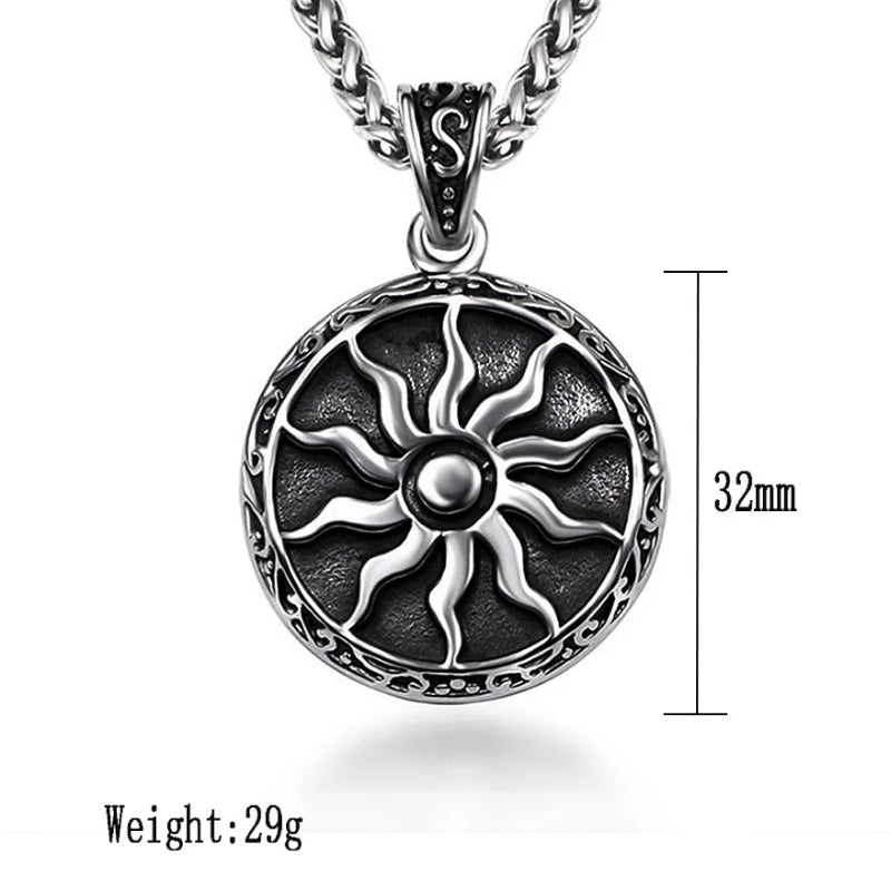 Men Stainless Steel Apollo Sun God Pendant with 24 Inch Stainless Steel Chain Necklace-Necklaces-Innovato Design-Innovato Design