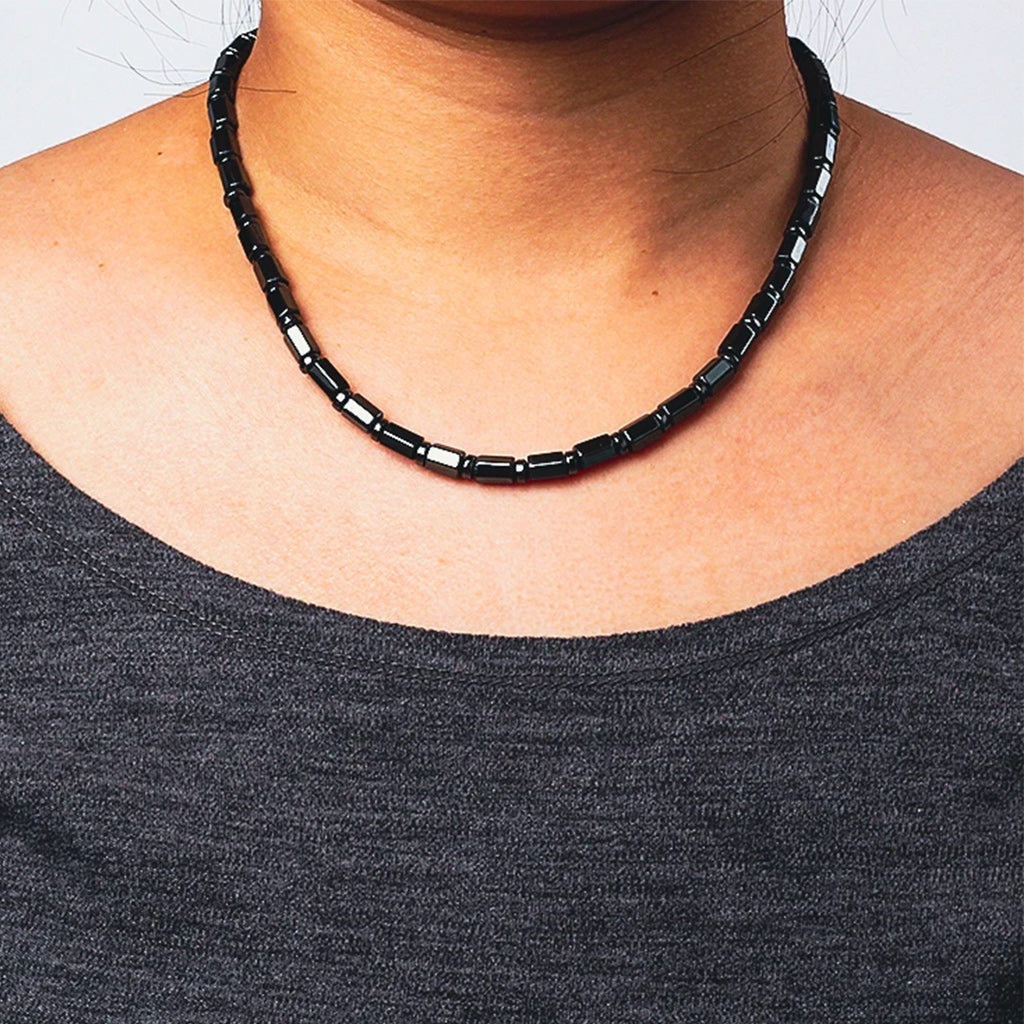Jewelry Men Magnetic Hematite Cylindrical Bead Necklace-Necklaces-Innovato Design-Innovato Design