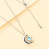 Blue and Silver Sun Moon and Stars Crystal Pendant Necklace