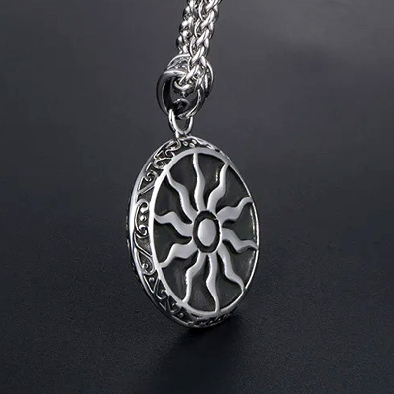 Men Stainless Steel Apollo Sun God Pendant with 24 Inch Stainless Steel Chain Necklace-Necklaces-Innovato Design-Innovato Design