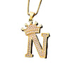 King Crown Alphabet Initial Letter Pendant 24 Various Chain Necklace in Gold-Necklaces-Innovato Design-N-Innovato Design