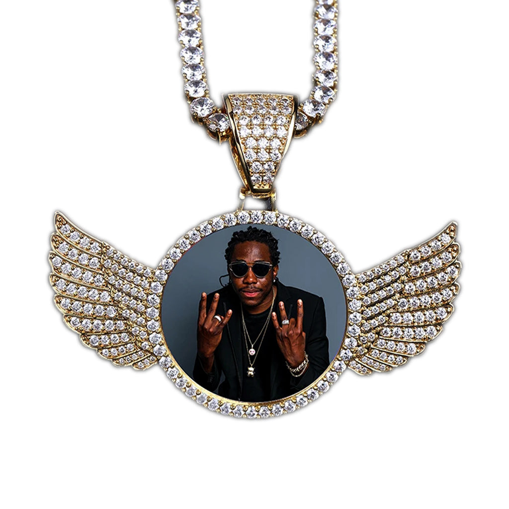 Custom Photo Memory Medallion Cubic-Zirconia Hip-hop Pendant Necklace-Necklaces-Innovato Design-Gold-Rope-24in-Innovato Design